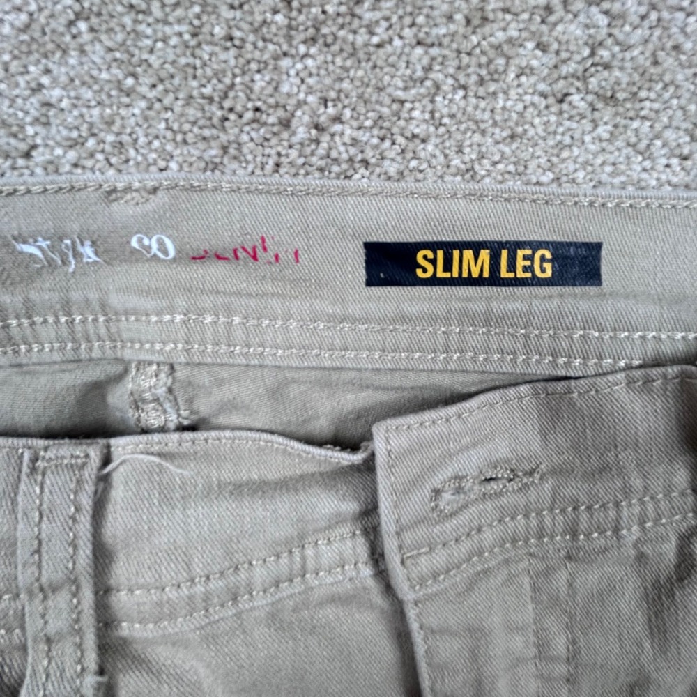 Style&co Denim Slim Leg Pants Khaki Tan Womens Size 4P Petite Stretch Jeans - Picture 7 of 8